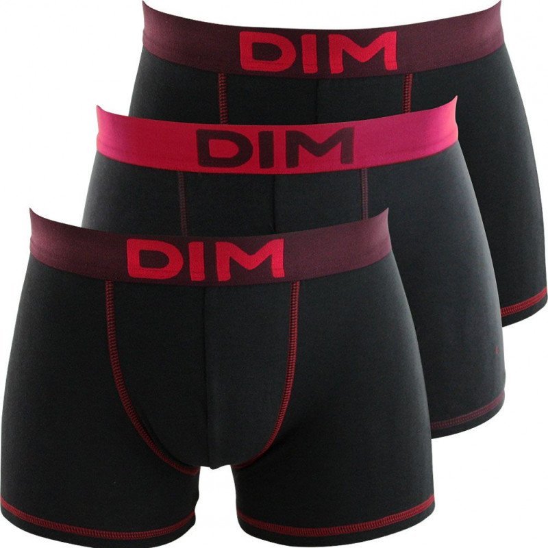 Dim Boxers Homme Coton Mixandcolors Noir Ceint Baie Aubergine