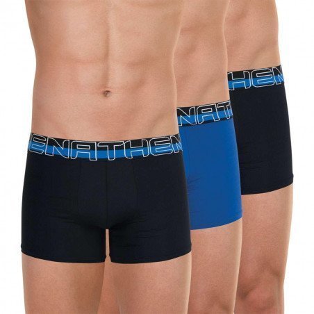 ATHENA Lot De 3 Boxers Homme Microfibre SECONDEPEAU Noir Bleu