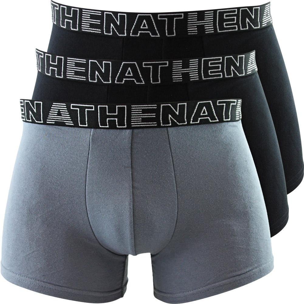 ATHENA Lot De 3 Boxers Homme Coton BASIC COLOR Noir Gris