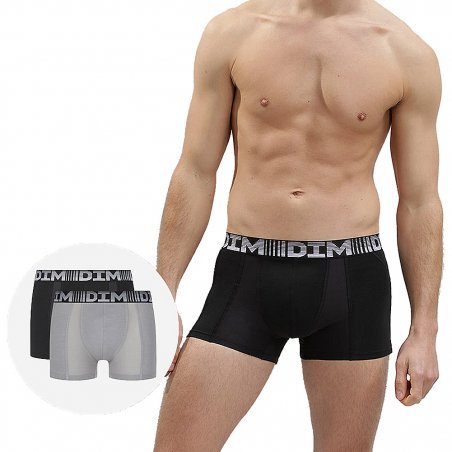 Dim Lot De Boxers Homme Coton D Flex Air Noir Gris Perle