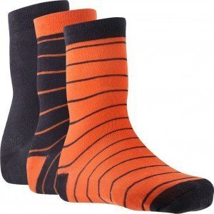 TWINDAY Lot de 3 paires de Chaussettes Garçon Coton RAYURES UNIE Anthracite Orange