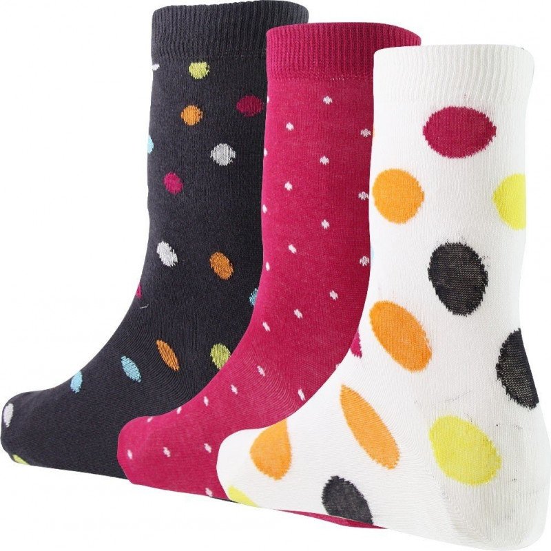 TWINDAY Lot de 3 paires de Chaussettes Fille Coton POISCONFETTIS Anthracite Fuchsia Blanc