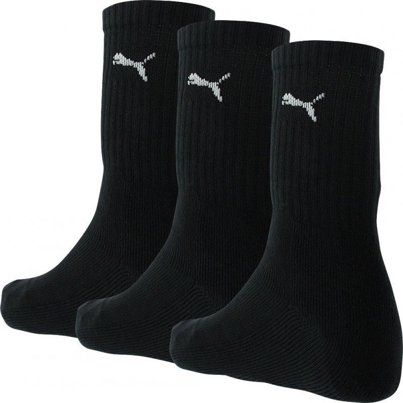 PUMA Lot de 3 paires de Chaussettes Mixte Coton SPORTCREW Noir