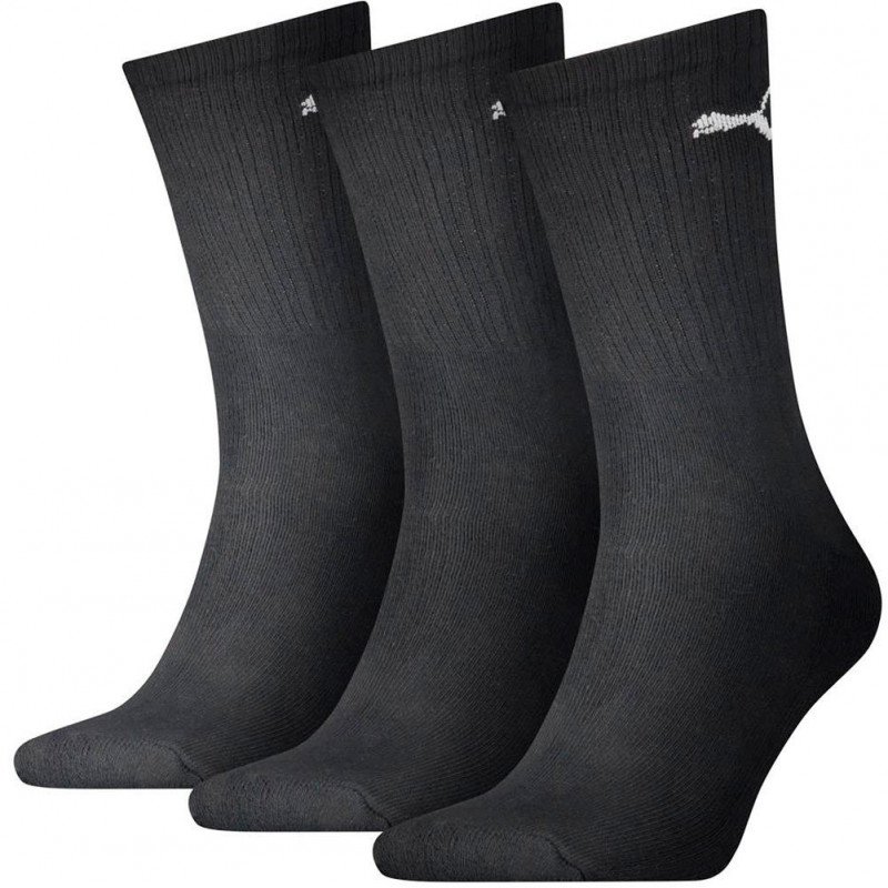 PUMA Lot de 3 paires de Chaussettes Mixte Coton SPORTCREW Noir