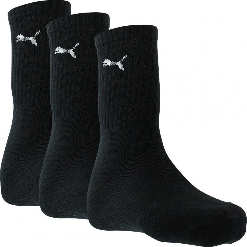 PUMA Lot de 3 paires de Chaussettes Mixte Coton SPORTCREW Noir