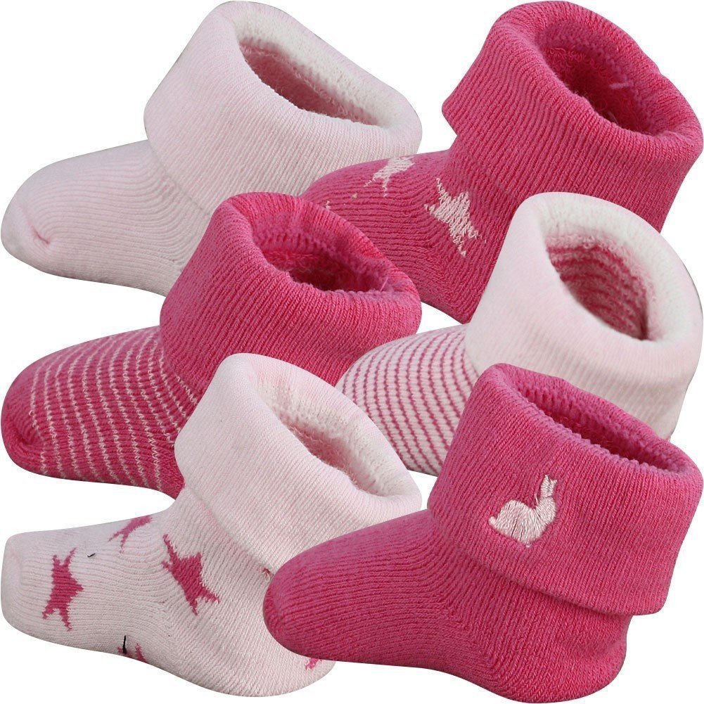 TWINDAY 6 paires Chaussettes Bébé Fille LAPINBRODER Rose Fuchsia