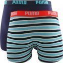 PUMA Lot de 2 Boxers Garçon Coton PRINTED STRIPE Orange Fluo Bleu