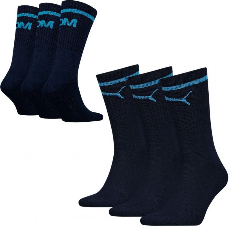 PUMA Lot de 3 paires de Chaussettes Mixte Microcoton DUO SPORT Marine OLYMPIQUE DE MARSEILLE