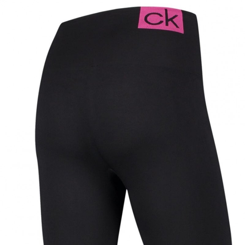 CALVIN KLEIN Legging Femme Microfibre CK LOGO Noir Rose