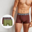 DIM Lot de 2 Boxers Homme Coton 3D FLEX AIR Kaki Bordeaux