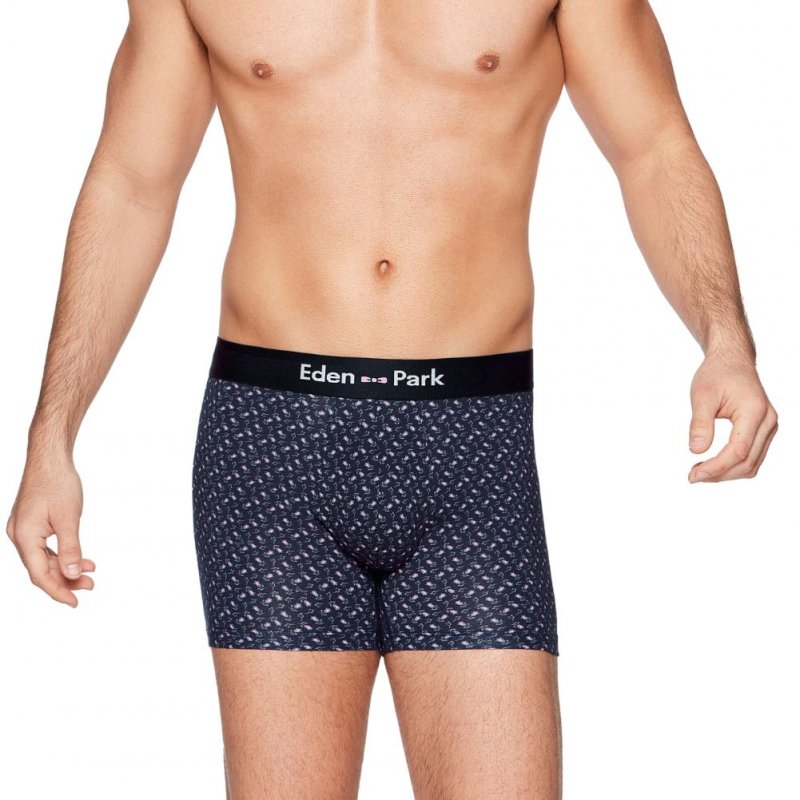 EDEN PARK Boxer Homme Coton FLEURS Marine Rose