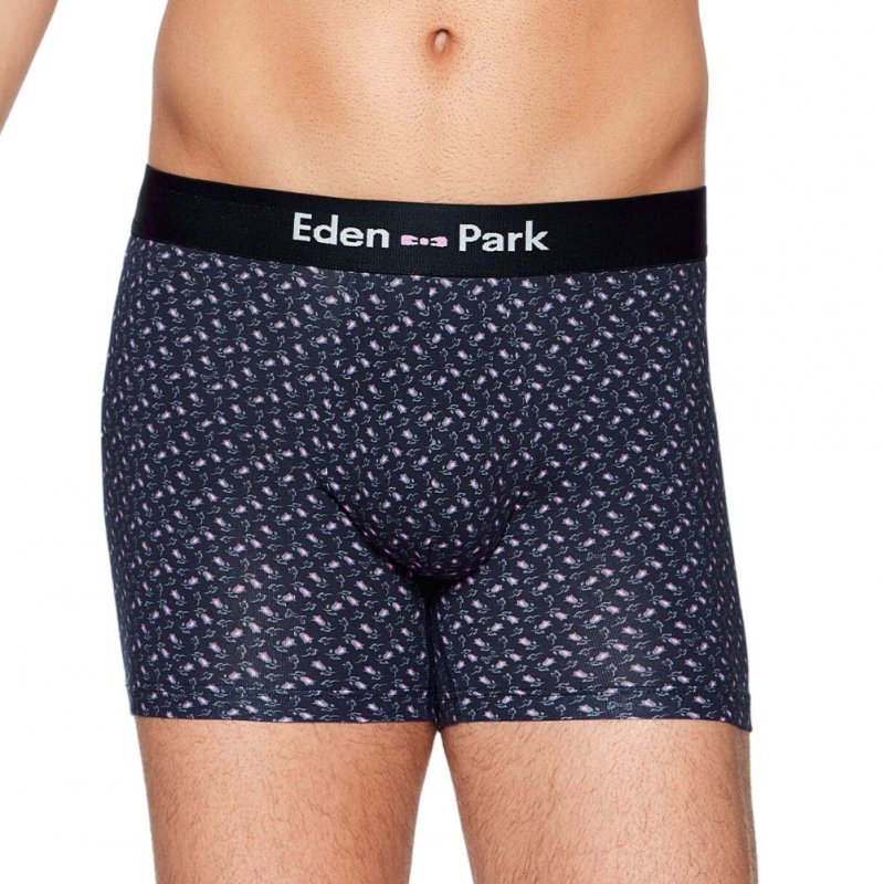 EDEN PARK Boxer Homme Coton FLEURS Marine Rose