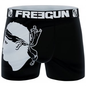 FREEGUN Boxer Homme Microfibre CORA5 Noir Blanc