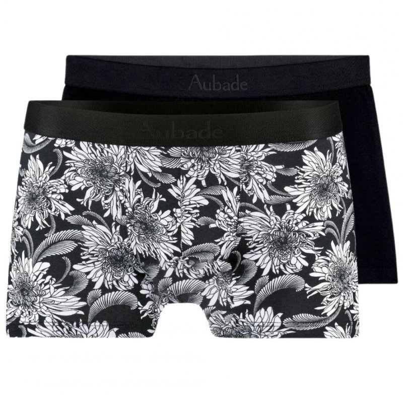 AUBADEMEN Lot de 2 Boxers Homme Coton Modal DUO DAFL Noir Blanc