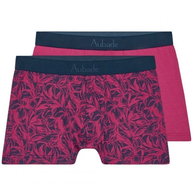 AUBADEMEN Lot de 2 Boxers Homme Coton Modal DUO FABL Rose