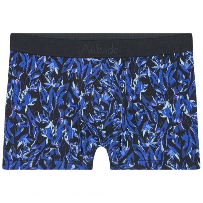 AUBADEMEN Boxer Homme Coton Modal FLEB Bleu