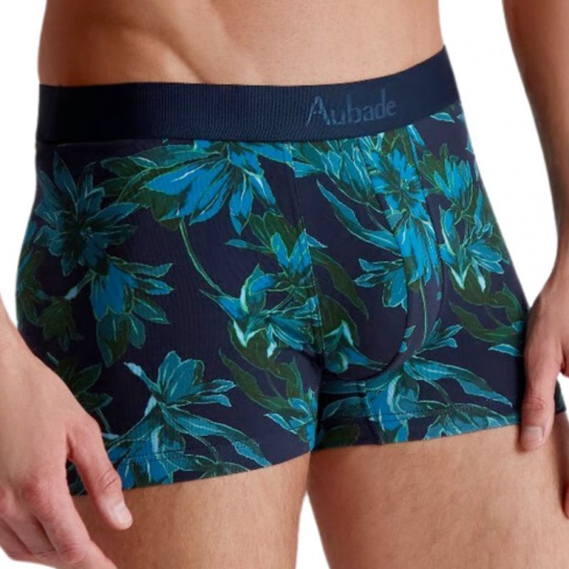 AUBADEMEN Boxer Homme Coton Modal FLOV Bleu