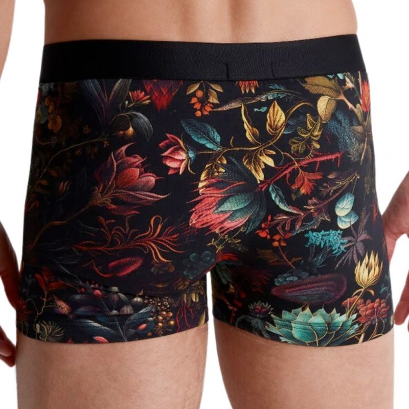 AUBADEMEN Boxer Homme Coton Modal HERB Noir Multicolore