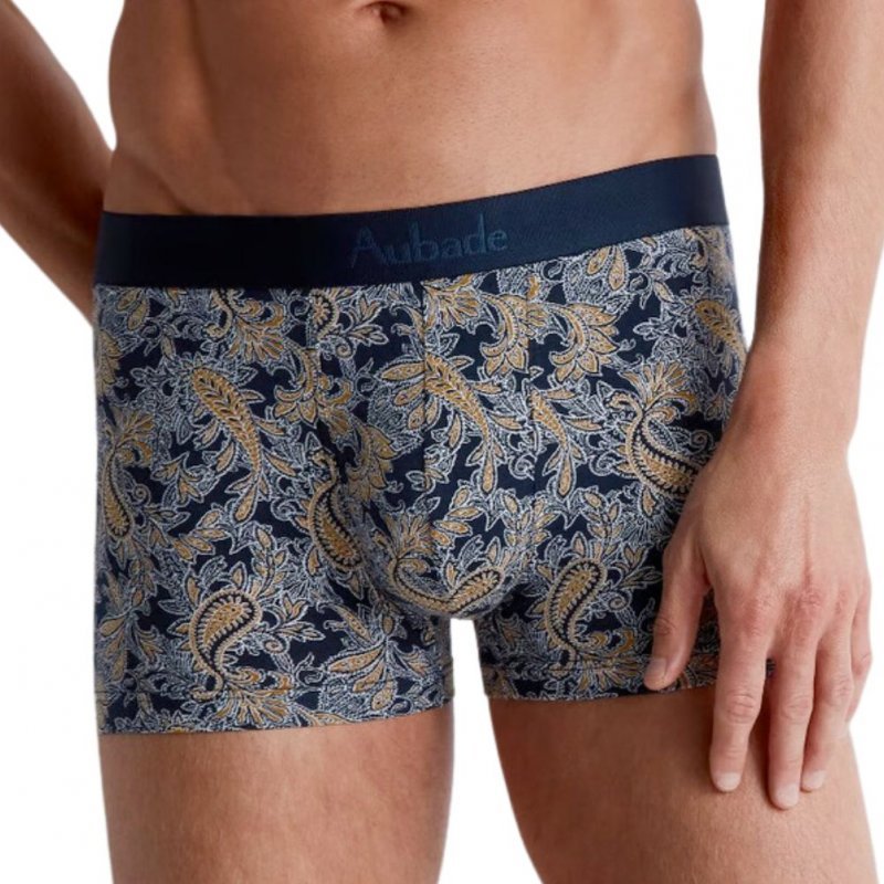 AUBADEMEN Boxer Homme Coton Modal PAIS Gris Bleu