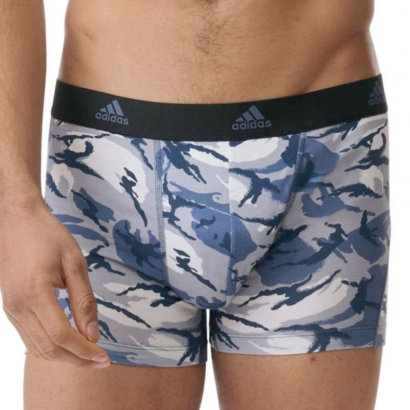 ADIDAS Lot de 3 Boxers Homme Coton ACTIVE FLEX PRINT Noir Gris Bleu