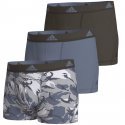 ADIDAS Lot de 3 Boxers Homme Coton ACTIVE FLEX PRINT Noir Gris Bleu