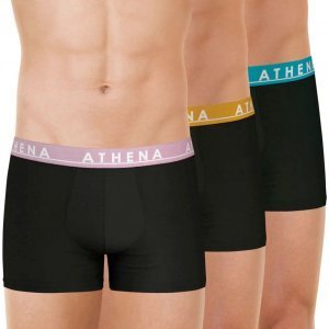 ATHENA Lot de 3 Boxers Homme Coton EASY COLOR Noir Noir