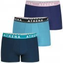 ATHENA Lot de 3 Boxers Homme Coton EASY COLOR Marine Bleu