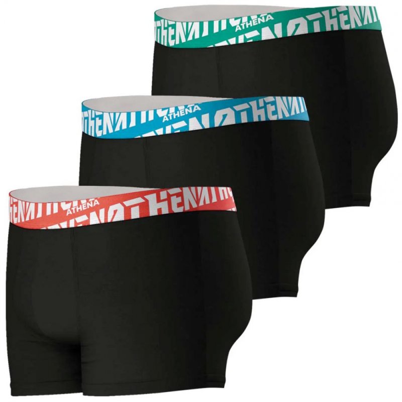 ATHENA Lot de 3 Boxers Homme Coton EASYSPORT Noir Noir