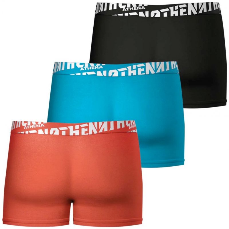 ATHENA Lot de 3 Boxers Homme Coton EASYSPORT Rouge Bleu Noir