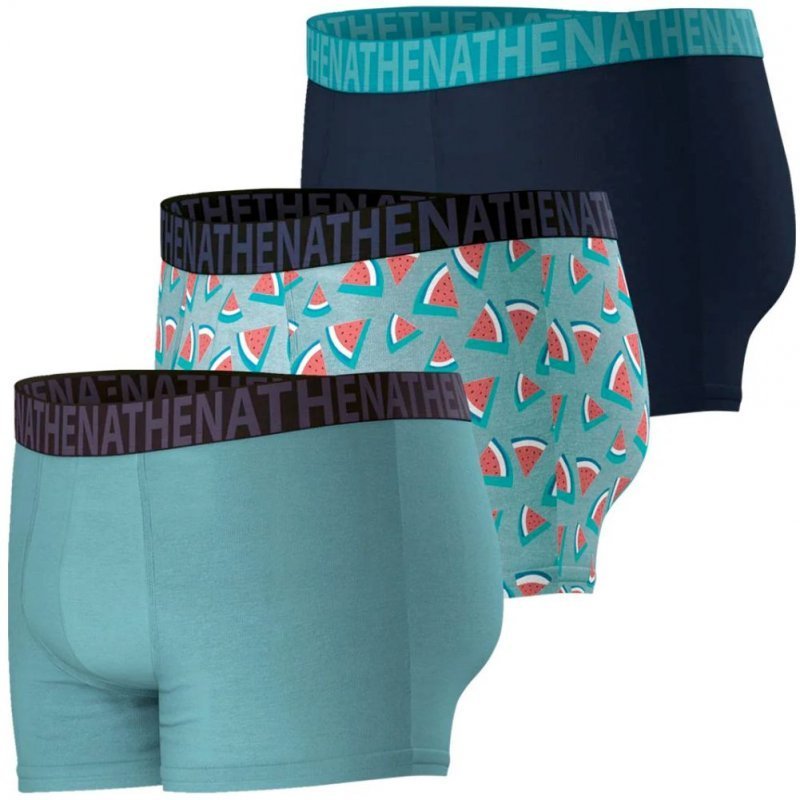 ATHENA Lot de 3 Boxers Homme Coton EASY FUN Bleu Pastèque Marine