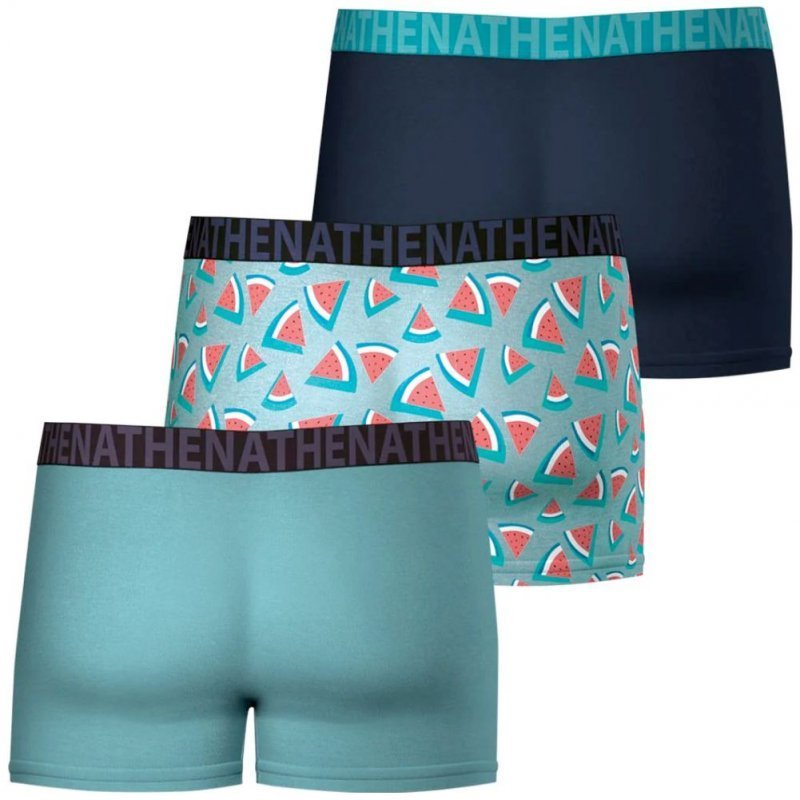 ATHENA Lot de 3 Boxers Homme Coton EASY FUN Bleu Pastèque Marine