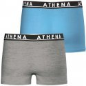 ATHENA Lot de 2 Boxers Garçon Coton EASYCOLOR Bleu de Paris Gris chiné