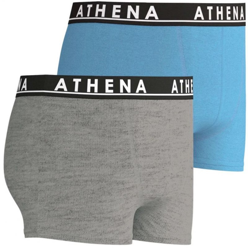 ATHENA Lot de 2 Boxers Garçon Coton EASYCOLOR Bleu de Paris Gris chiné