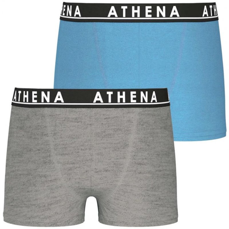 ATHENA Lot de 2 Boxers Garçon Coton EASYCOLOR Bleu de Paris Gris chiné