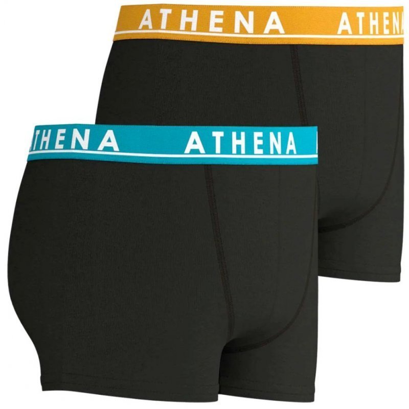 ATHENA Lot de 2 Boxers Garçon Coton EASYCOLOR Noir Noir