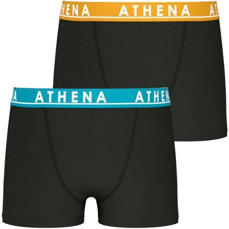 ATHENA Lot de 2 Boxers Garçon Coton EASYCOLOR Noir Noir