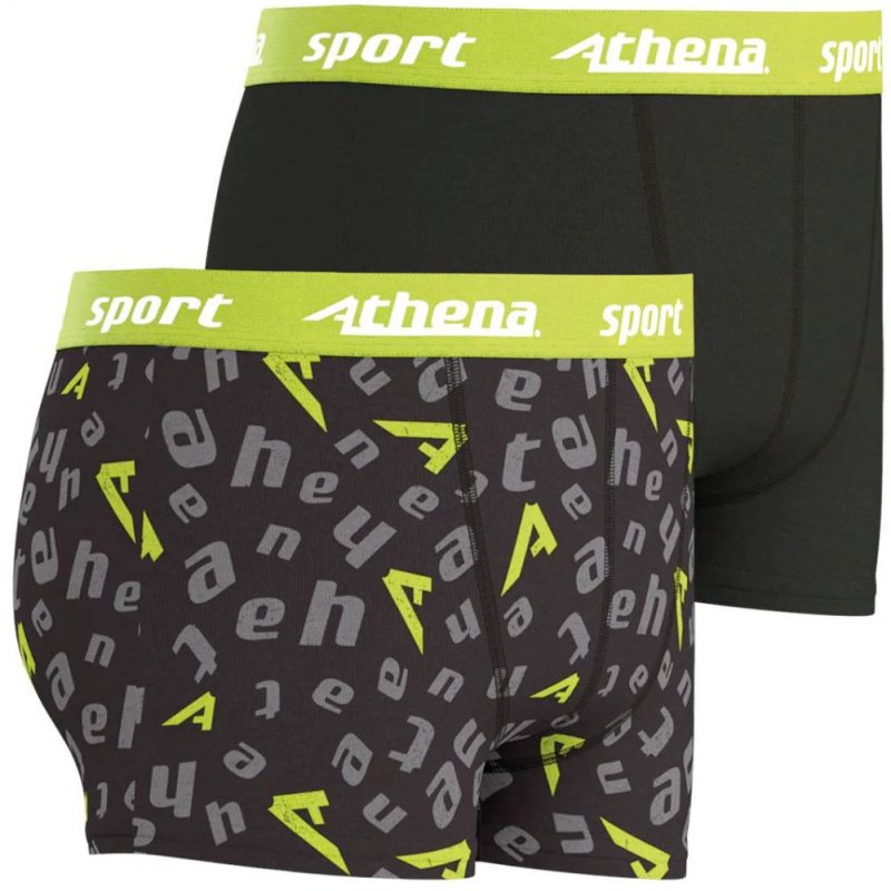 ATHENA Lot de 2 Boxers Garçon Microfibre SPORTPACK Noir Print Athena