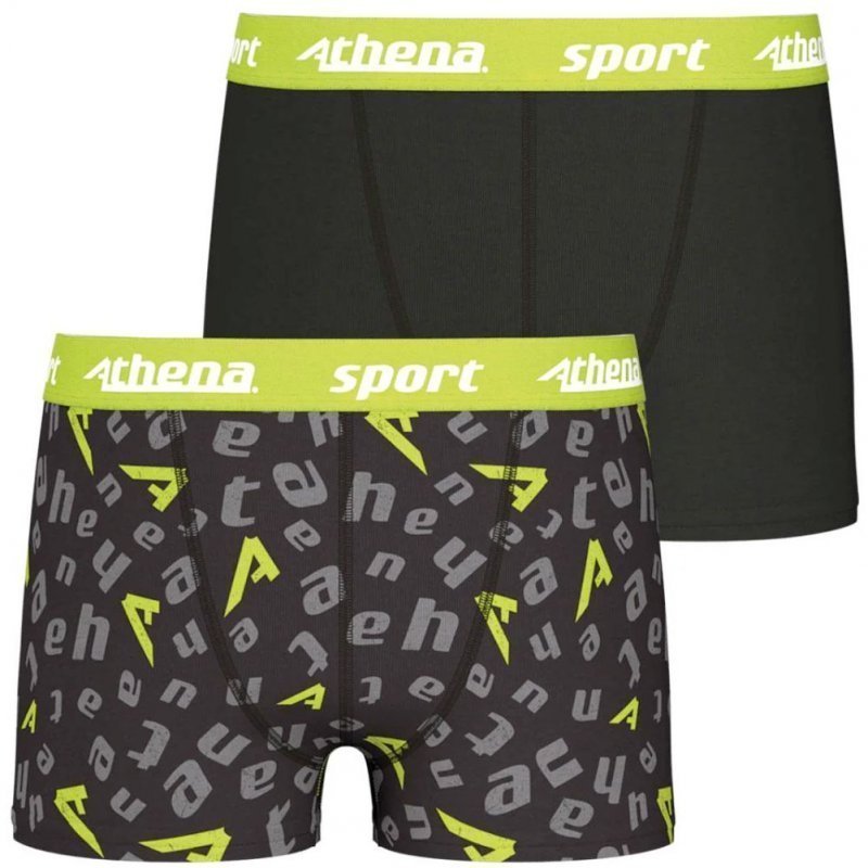 ATHENA Lot de 2 Boxers Garçon Microfibre SPORTPACK Noir Print Athena