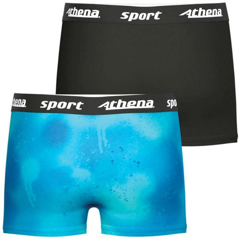 ATHENA Lot de 2 Boxers Garçon Microfibre SPORTPACK Noir Print Sport