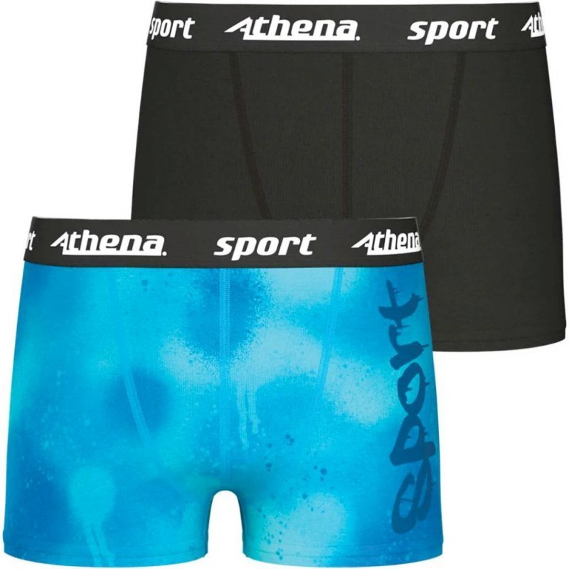 ATHENA Lot de 2 Boxers Garçon Microfibre SPORTPACK Noir Print Sport