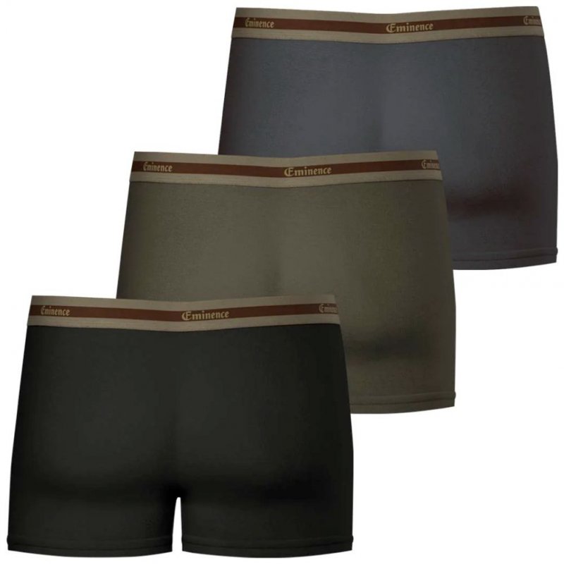 EMINENCE Lot de 3 Boxers Homme Coton Bio SELECTION Noir Kaki Anthracite