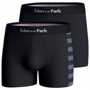 EDEN PARK Lot de 2 Boxers Homme Coton DUOSTRIP Bleu chiné Marine