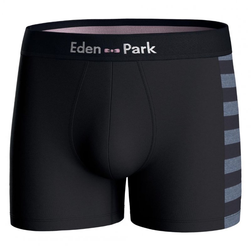 EDEN PARK Lot de 2 Boxers Homme Coton DUOSTRIP Bleu chiné Marine