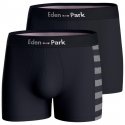 EDEN PARK Lot de 2 Boxers Homme Coton DUOSTRIP Gris chiné foncé Marine