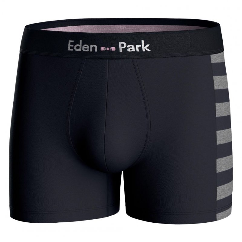 EDEN PARK Lot de 2 Boxers Homme Coton DUOSTRIP Gris chiné foncé Marine