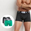 DIM Lot de 3 Boxers Homme Coton VIBES Pois Rayures Vert Menthe