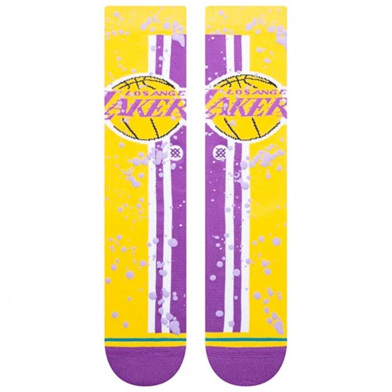 STANCE Chaussettes Homme Coton OVERSPRAY LAL Jaune Violet NBA