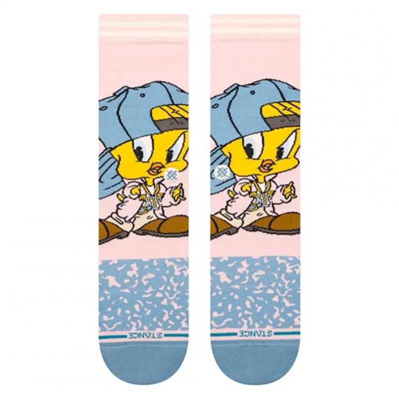 STANCE Chaussettes Homme Coton TWEETY CREW Rose Ciel LOONEY TUNES