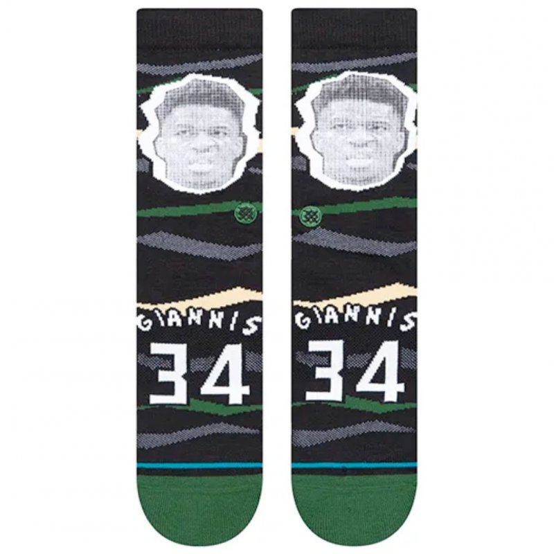 STANCE Chaussettes Homme Coton FAXED GIANNIS Noir Vert NBA