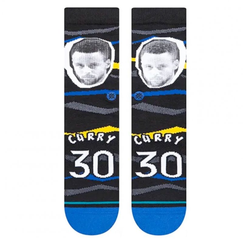 STANCE Chaussettes Homme Coton FAXED CURRY Noir Bleu NBA